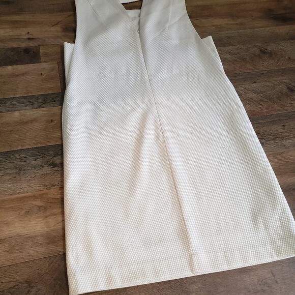 FRNCH White Metallic Silver Sleeveless Textured Knee Length Straight Dress S - Picture 5 of 11